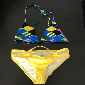 UO yellow/blue triangle bikini